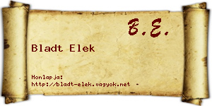 Bladt Elek névjegykártya
